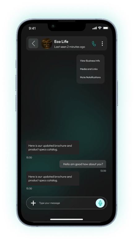 BroadX Chat & Catalog Screen